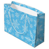 Elegante Blauwe Aqua Witte Winter Sneeuwvlok Groot Cadeauzakje (Achterkant Gekanteld)