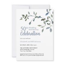 Elegante Blauwe Aquarel 25e Huwelijksverjaardag