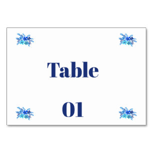 Elegante Blauwe Aquarel Bloem Bruiloft Tafel Numme Kaart