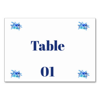 Elegante Blauwe Aquarel Bloem Bruiloft Tafel Numme Kaart