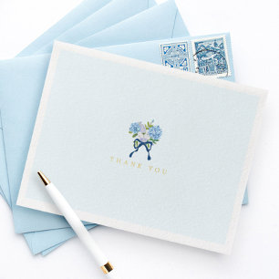 Elegante Blauwe Aquarel Bloem Goud Folie Notitieka Feestdagenkaart