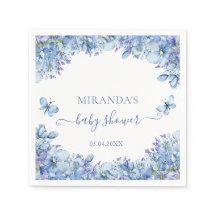 Elegante Blauwe Aquarel Bloemenkraamfeest