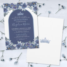 Elegante blauwe aquarel bloemige Quinceanera