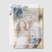Elegante Blauwe Aquarel Botanische Bloemige Bruilo Vellum Uitnodigingen (Offset (Koppel))