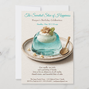 Elegante Blauwe Aquarel Cake Verjaardagsuitnodigin Kaart