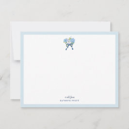 Elegante Blauwe Aquarel Hydrangea Vlakke Notitieka Notitiekaartje