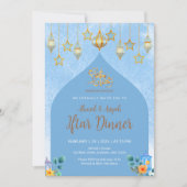 Elegante Blauwe Aquarel Iftar-dineruitnodiging Kaart (Voorkant)