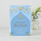 Elegante Blauwe Aquarel Iftar-dineruitnodiging Kaart (Staand voorkant)