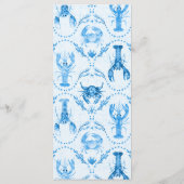 Elegante Blauwe Aquarel Kust Zeevruchten Bruiloft Menu (Achterkant)