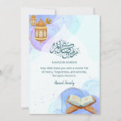 Elegante Blauwe Aquarel Ramadan Iftar-diner Kaart (Achterkant)
