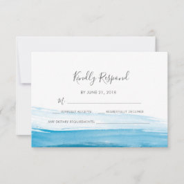 Elegante Blauwe Aquarel RSVP-kaarten Kaart