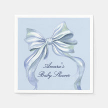 Elegante Blauwe Aquarel Strik Jongens Baby Shower