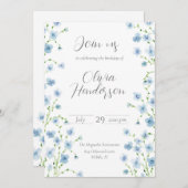 Elegante blauwe aquarel wilde bloem kaart (Voorkant / Achterkant)