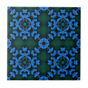 Elegante blauwe arabesk patroontegel tegeltje