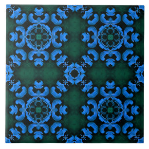 Elegante blauwe arabesk patroontegel tegeltje