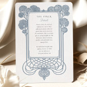 Elegante blauwe art deco boom bruiloft kaart