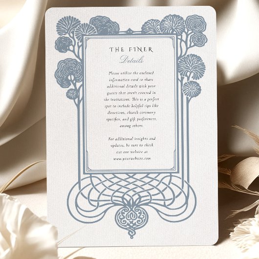 Elegante blauwe art deco boom bruiloft kaart