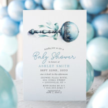 Elegante Blauwe Baby Rammelaar Jongen Baby Shower