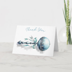 Elegante Blauwe Baby Rammelaar Jongen Baby Shower  Kaart