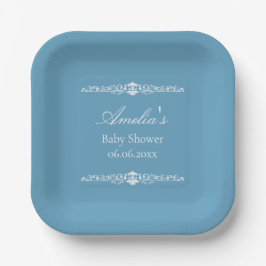 Elegante blauwe baby shower in Regency-stijl Papieren Bordje