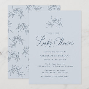 Elegante Blauwe Baby Shower Kaart