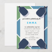 Elegante blauwe babyshower uitnodiging (Voorkant / Achterkant)