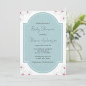 Elegante blauwe babyshower uitnodiging (Staand voorkant)