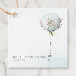 Elegante Blauwe Ballon Baby Shower Bedanktkaartjes Bedankjes Labels