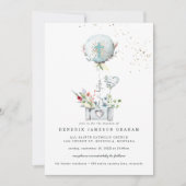 Elegante Blauwe Ballon doop uitnodiging (Voorkant)