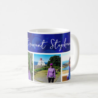 Elegante Blauwe Banner 4 Foto's Gelukkig met Pensi Koffiemok