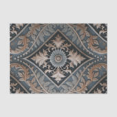 Elegante Blauwe Barokke Bloemendecoupage Tissuepapier (Voorkant)