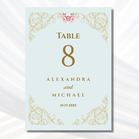 Elegante Blauwe Barokke bruiloft Kaart