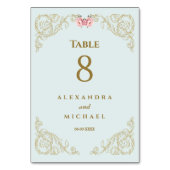 Elegante Blauwe Barokke bruiloft Kaart (Achterkant)