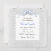 Elegante Blauwe Bassinet Baby Boy Douche Uitnodigi Kaart (Achterkant)