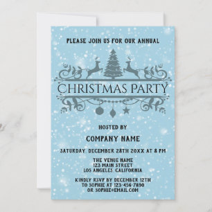 Elegante Blauwe Bedrijfs Kerstvakantie Kerstfeest Kaart