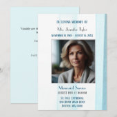 Elegante blauwe begrafenisceremonie kaart (Voorkant / Achterkant)