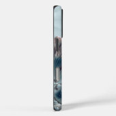 Elegante blauwe bergen chinoiserie monogram Case-Mate iPhone case (Achterkant / Rechts)
