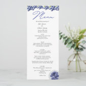 Elegante blauwe bes bruiloftsmenu kaart (Staand voorkant)