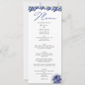 Elegante blauwe bes bruiloftsmenu kaart (Voorkant)