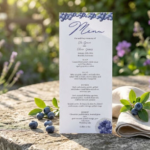 Elegante blauwe bes bruiloftsmenu kaart