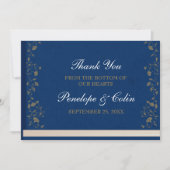 Elegante  Blauwe Bibliotheek Boek Hoesje bruiloft Bedankkaart (Voorkant)