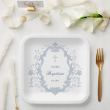 Elegante Blauwe Blad Crest Doop