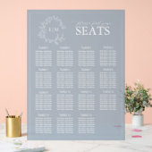 Elegante Blauwe Blauwe Bladerige Crest Monogram Tr Acryl Bord (Huwelijk)