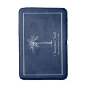 Elegante Blauwe Bleek Turquoise Palmboom Persoonli Badmat (Voorkant Verticaal)