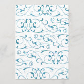 Elegante Blauwe Bloeiende Trouwdiner Menu (Achterkant)