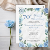 Elegante Blauwe Bloem 70e Huwelijksjubileum Feest
