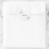 Elegante Blauwe Bloem Aangepaste Ronde Sticker | E (Tas)