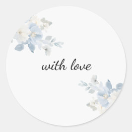 Elegante Blauwe Bloem Aangepaste Ronde Sticker | E