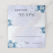 Elegante Blauwe Bloem Aangepaste Trouwtafel Plaatskaartje (Buitenkant ongevouwen)