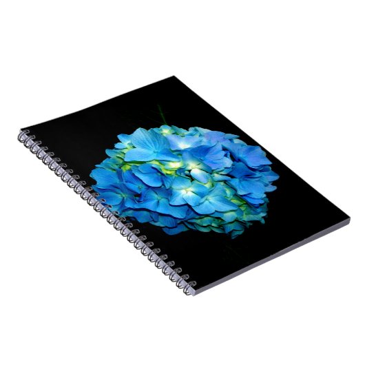 Elegante blauwe bloem bloemenhortensia notitieboek (Rechterzijde)